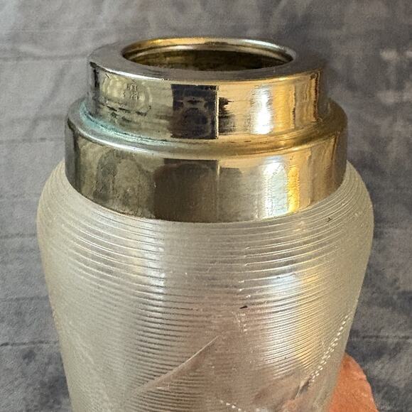 Vintage Cut Glass Jar with Metal Base & Lid Possible Spoon Holder Lepelvaasje - Picture 6 of 9